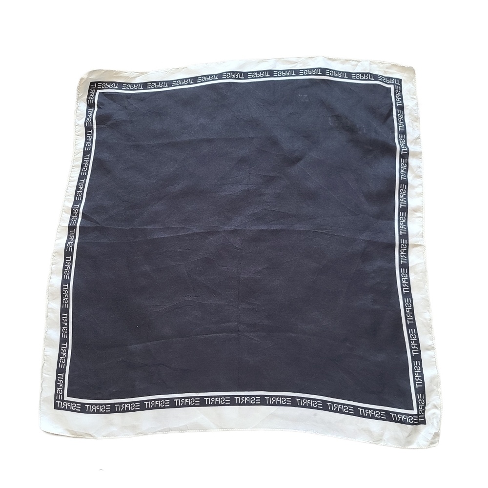 Esprit Black Silk Pocket Square Made in Italy 18"x18"